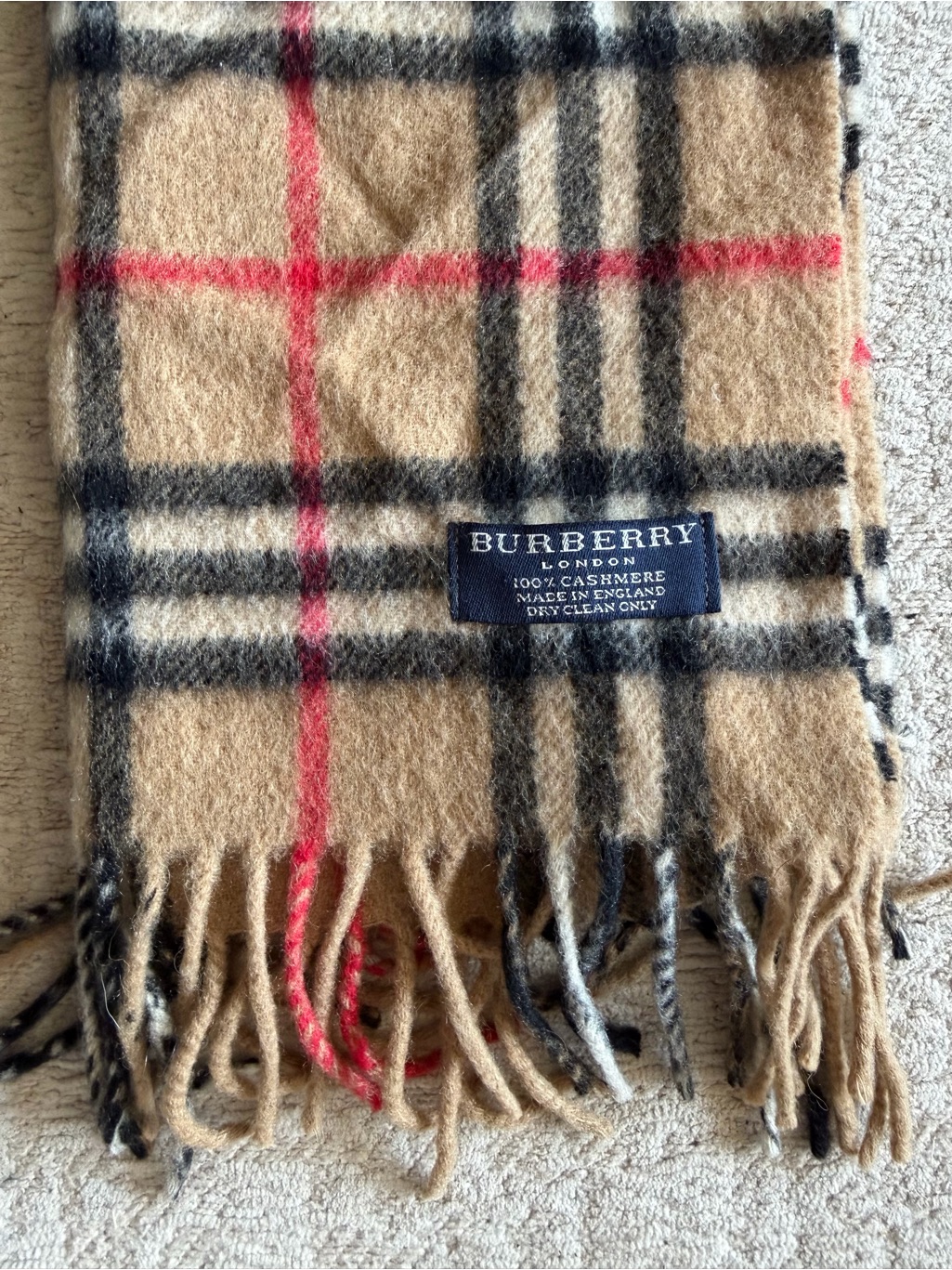 Burberry Beige, Black & Cream Cashmere Check Scarf